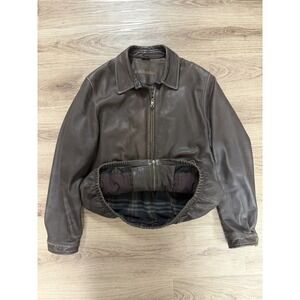 XLT Men's Columbia Leather Jacket Brown Patina Bomber Style Inner Lined